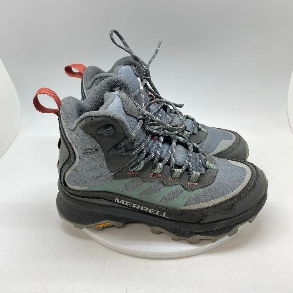 Merrell Boots Womens 8.5 Moab Speed Thermo Mid WP Primaloft Blue J067016 Hiking